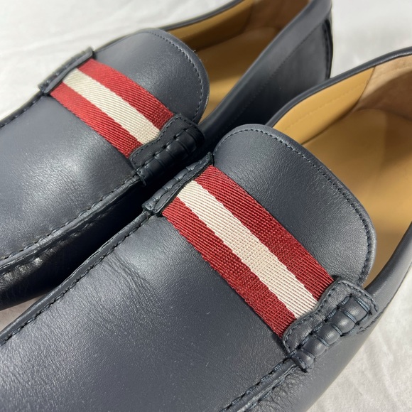 BALLY Navy Blue Leather Waltec Loafers Made in Italy Marked as 11.5US - Picture 6 of 13
